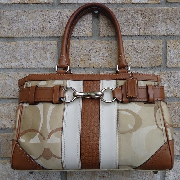 COACH HAMPTON Signature Canvas/Leather Satchel Bag - Picture 1 of 16